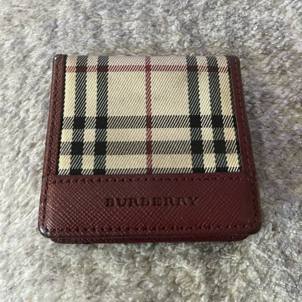 Burberry Nova Check Coin Case Wallet Logo Leather & Canvas